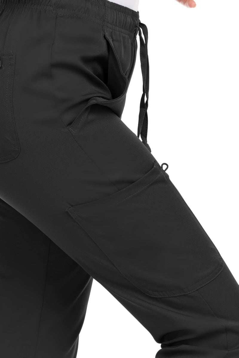 MediChic Womens Scrub Joggers 4-Way Stretch Anti-Wrinkle Moisture-Wicking Elastic Waistband Four Pocket Scrubs Jogger Pants, Black, L - Image 5